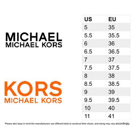 fit of michael kors|Michael Kors shoes size chart.